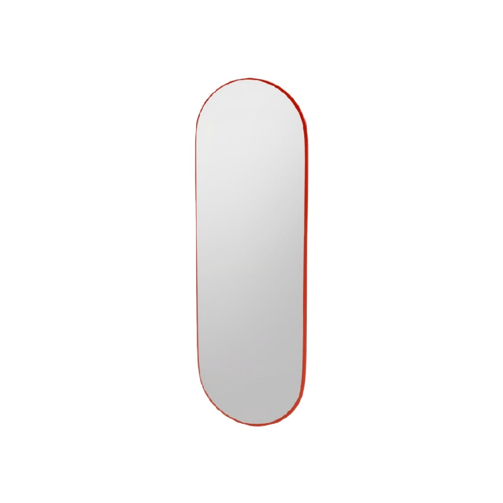 Sleek Oval Wall Mirror with Red Trim - Modern Decorative Accent