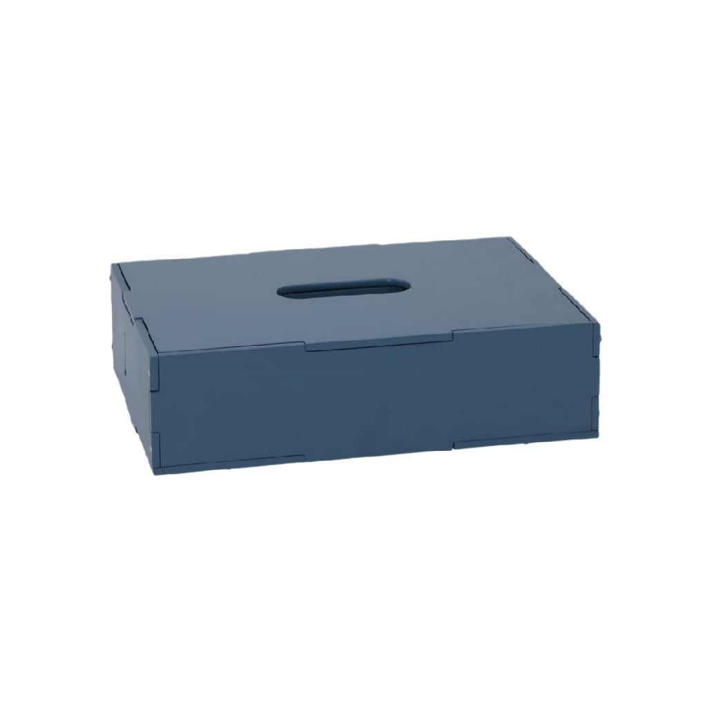 Durable Storage Box with Handle - Sturdy Blue Organizer for Home & Office Use